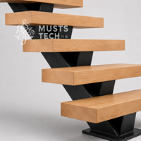 Escalier mono-soleil de luxe pour intérieur, fabrication OEM/ODM directe par un ingénieur architectural
