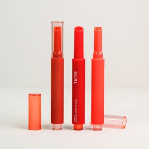 Popular cosmetic packaging plastic pressure type empty red/black lipstick click pen tube container