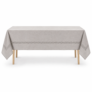 Hotel Tablecloth Polyester Faux Linen Laser Cut Rectangular <b>Table</b> <b>Cover</b> for Restaurant Banquet Project Supply - Product Image 1