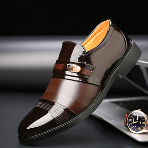 Wholesale Men's Business Casual Dress Shoes Large Size Formal Leather Comfortable Slip-On Flat Desig - EU Size 38