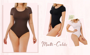 Grosir kustom keluaran baru mulus <span class=keywords><strong>lengan</strong></span> <span class=keywords><strong>pendek</strong></span> kontrol perut Shapewear Bodysuit Shapewear untuk wanita - Product Image 6