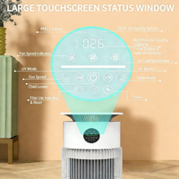 Purificateur d'air pour animaux de compagnie OEM, filtre HEPA H13, désinfection UVC, entrée d'air turbo, contrôle WiFi, faible bruit, pour chiens et chats