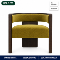 Fauteuil lounge en velours olive, fauteuil d'appoint avec structure en bois de chêne massif pour salon, OEM ODM personnalisé