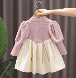 Automne bébé vêtements filles 1 à 5 ans filles tricot nœud papillon robe filles pull robe vêtements pour enfants tricoté <span class=keywords><strong>jupe</strong></span> <span class=keywords><strong>longue</strong></span> - Product Image 4