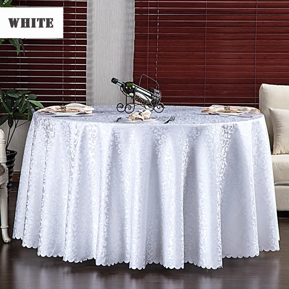 Nappe blanche ronde de luxe 132 pour mariage polyester rond