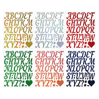 Autocollants alphabet multicolores à paillettes, lettres cursives autocollantes, cœurs, points d'interrogation, étiquettes cadeaux pour scrapbooking, projets scolaires