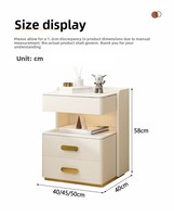 Table de chevet moderne et intelligente avec chargeur sans fil, lumière LED, verrouillage tactile en acier, MDF gris, bois écologique durable