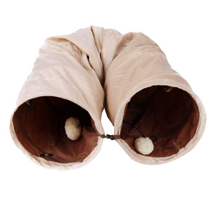 2-Wege-Katzentunnel mit Bällen Katzen hausbett Interaktives Haustiers pielzeug Faltbares Haustier Kurzes Plüsch material Rohr Haustier zubehör - Product Image 3