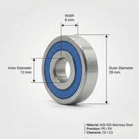 Rodamiento de Bolas de Ranura Profunda de Una Hilera de Acero Inoxidable AISI 420 S6001 S6001-2RS S6001-ZZ, Rodamiento de Motor de Alta Velocidad Antioxidante con Grasa
