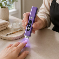 Lampe à LED rechargeable pour ongles M1 Purple, 3W, 400mAh, charge rapide USB-C, batterie 64 min, minuterie 3 vitesses, écran LCD, pour la maison/le salon