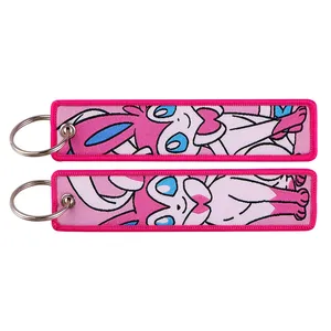 Anime mát <span class=keywords><strong>Key</strong></span> tag phim hoạt hình thêu máy bay phản lực Keychain cho xe máy xe ô tô Túi ba lô <span class=keywords><strong>Key</strong></span> fobs - Product Image 3