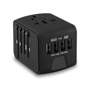 Universele All-In-One Travel Charger International Travel Power Adapter Met 2.4A 4-Port Usb