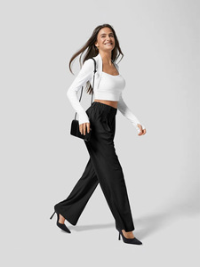 <span class=keywords><strong>Pantalon</strong></span> long confortable et décontracté pour <span class=keywords><strong>femme</strong></span>, couvrant les hanches, amincissant, ample, en tricot, pour le quotidien, les trajets domicile-travail, le bureau, <span class=keywords><strong>pantalon</strong></span> droit 3D - Product Image 2