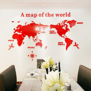<span class=keywords><strong>Adesivi</strong></span> Murali 3D Moderni in Acrilico con <span class=keywords><strong>Mappa</strong></span> per Sfondo TV, Design Creativo per Soggiorno - Product Image 1