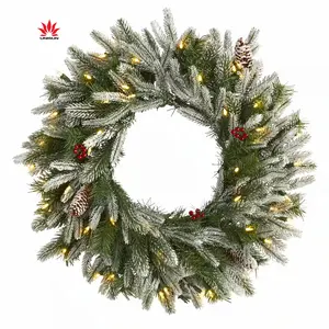 Factory Direct Wholesale Pine Needle PVC Mixed Artificial Red Berries Christmas Wreath
