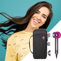 Étui de rangement rigide pour sèche-cheveux en EVA avec doublure intérieure douce et compartiments en maille pour sèche-cheveux et accessoires de coiffure