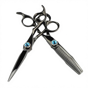 Ciseaux de coiffure professionnels Napson Devil's Eye noirs de 6,0 pouces, ciseaux à effiler à lame tranchante - Product Image 1