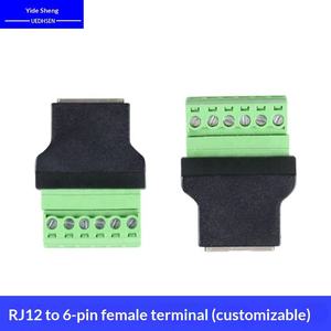 موصل شبكة RJ12 6P6C أنثى إلى محول طرفي لولبي <span class=keywords><strong>6</strong></span> سنون بدون لحام، موزع RJ12، متوفر بالجملة من المصنع - Product Image 2