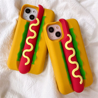 Top Antichoc Dessin Animé Mignon Doux 3D Silicone Téléphone Cas pour iPhone Hot Dog Mobile Couverture de Téléphone Portable