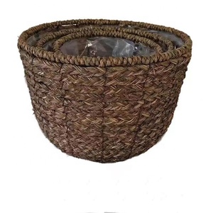 Wholesale Hot Sale Flat Round Wooden Woven Storage Basket Decorative Fruit Vegetable Bread Rattan Tray Basket