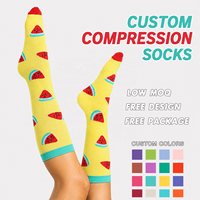Kaos Kaki Kompresi Setengah Paha Motif Khusus untuk Perawat Wanita, Cocok untuk Shift Panjang, Bernapas, OEM, Grosir, Pemasok Pabrik