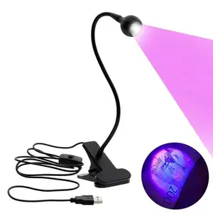 Bureaulamp Met Klem Clip-On Flexibele Heldere Led UV-Lamp Verstelbare Lijm Nagel Droger Geld Medisch Product Detector Met Schakelaar