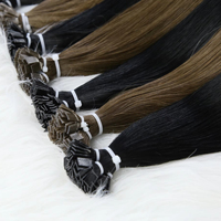 Extensions de cheveux humains vierges Remy de qualité supérieure, cuticules alignées, noir, brun, blond, pointe en kératine, cheveux plats