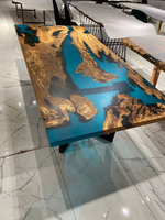 I Well Beauty Protection de l'environnement personnalisé intérieur haute transparence bois de noyer thé océan résine époxy rivière Table à manger