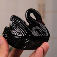 Pot à bonbons en verre sodocalcique Black Swan avec couvercle, style européen, pour snacks, fruits secs, décoration de salon