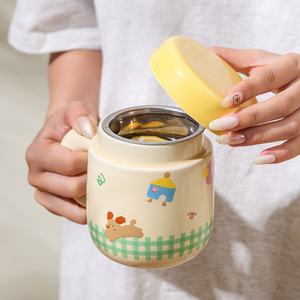 Cute Porcelain <b>Tea</b> <b>Mug</b> with <b>Infuser</b> and Lid Ceramic <b>Tea</b> Cup - Product Image 3