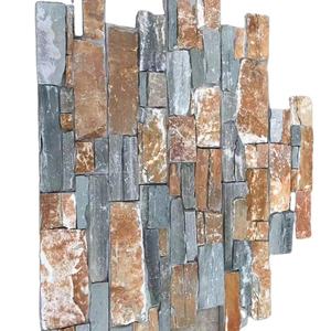 Arrugginito e grigio ardesia impilati pannelli di parete di pietra rivestimento e impiallacciatura - Product Image 2