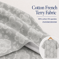 Rouleau de tissu French Terry 280 g/m², impression personnalisée, 95 % coton, 5 % élasthanne, tissu tricoté extensible French Terry, vente en gros pour vêtements