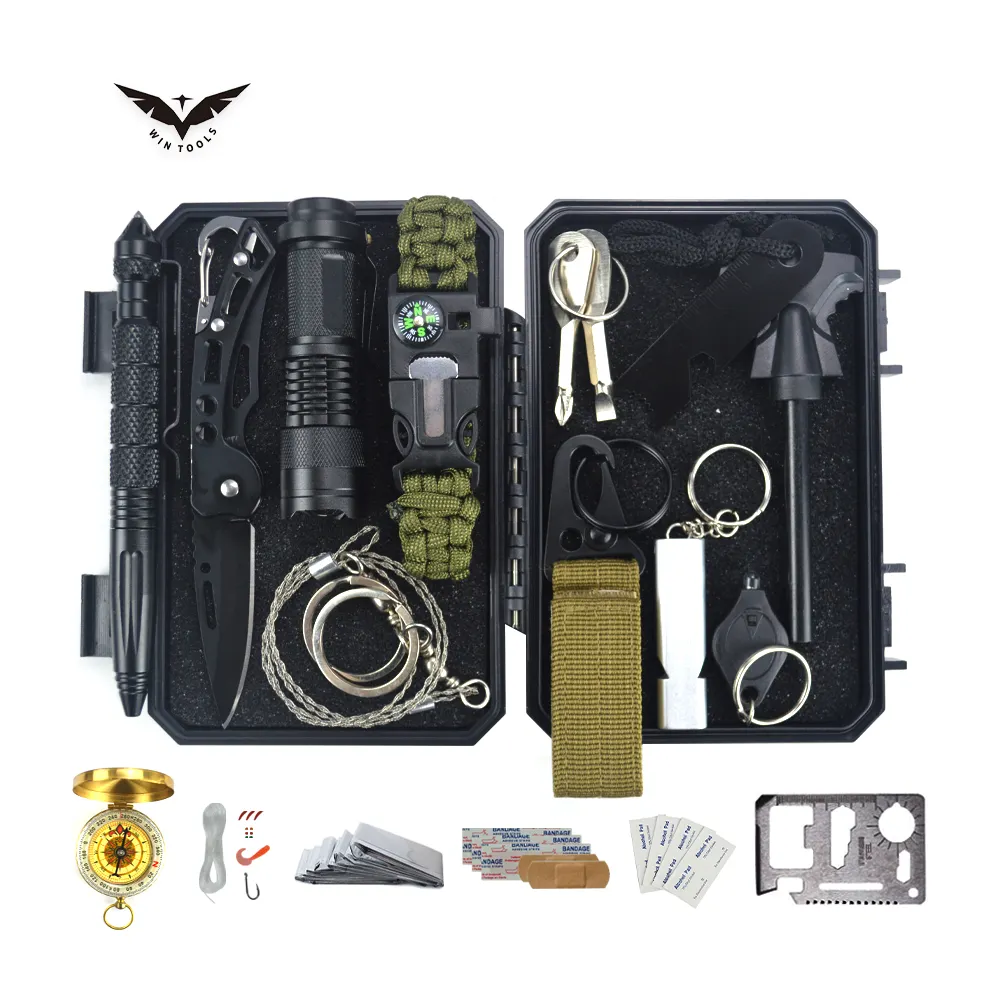 Wholesale Edc Professional Outdoor Camping Hiking Climbing Emergency Survival Kit 17 In 1 Survival Gear Tool