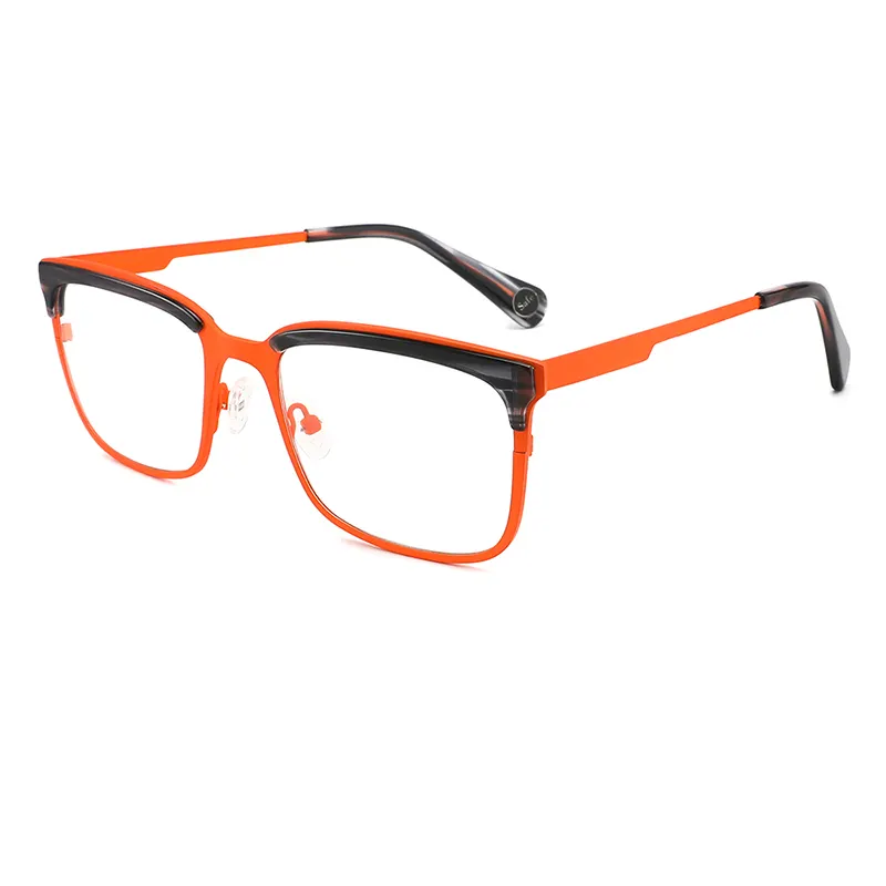 Neue quadratische Brillen rahmen aus Metall Optische Brillen gestelle mit Vollformat im Acetat-Stil