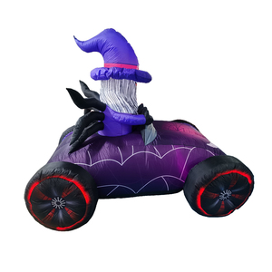 Décorations de jardin gonflables d'Halloween en gros, 6 pieds, décorations de fête effrayantes, sorcière gonflable conduisant une voiture pour la décoration de fête - Product Image 4