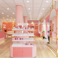 Centre commercial boutique design intérieur magasin de cosmétiques dernier style de meubles en bois kiosque cosmétiques commerciaux présentoir support LED