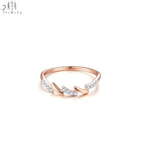 Nouvelle arrivée, bague pour femme en or rose massif 18 carats, design minimaliste linéaire créatif, avec diamant naturel véritable, bague empilable - Product Image 1