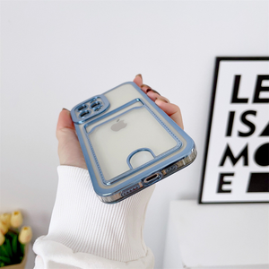 Funda de Teléfono Galvanizada Transparente a Prueba de Golpes con Ranuras para Tarjetas y Portafotos para <span class=keywords><strong>iPhone</strong></span> 17 16 15 <span class=keywords><strong>14</strong></span> 13 12 11 <span class=keywords><strong>Pro</strong></span> <span class=keywords><strong>Max</strong></span> - Product Image 4