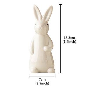 Decoración de cerámica <span class=keywords><strong>para</strong></span> el hogar, bonito adorno de conejo blanco de cerámica, figuritas de conejito de Pascua <span class=keywords><strong>para</strong></span> REGALOS FESTIVOS, estantería, Decoración de casa - Product Image 4