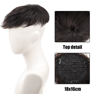 แฮร์พีชผมแท้ 100% สำหรับผู้ชาย ขนาด 18x16 ซม. ตาข่ายระบายอากาศพร้อมคลิป 3 ตัว ระบบติดตั้งง่ายสำหรับผมบาง - Product Image 4