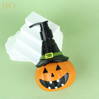 Flacon pompe PVC pour shampoing et lotion, motif citrouille, 500ml/300ml, décoration d'Halloween pour salle de bain, cuisine, fête