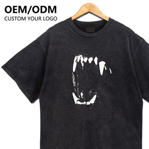 Camiseta Vintage de Algodón 100% Lavado al Ácido para Hombre, Estilo Casual, Manga Corta, Oversize, con Estampado Personalizado, Venta al por Mayor - Product Image 3