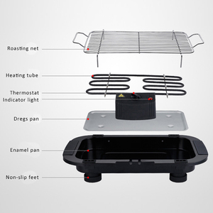 Barbecue électrique portable multifonctionnel en acier inoxydable de 2000 W <span class=keywords><strong>avec</strong></span> contrôle de la température, sans fumée, <span class=keywords><strong>avec</strong></span> <span class=keywords><strong>bac</strong></span> à <span class=keywords><strong>eau</strong></span> - Product Image 3