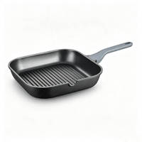 Poêle à griller 24/28 cm avec revêtement antiadhésif en marbre, plaque à griller en aluminium avec base à induction pour cuisine moderne, poêle carrée