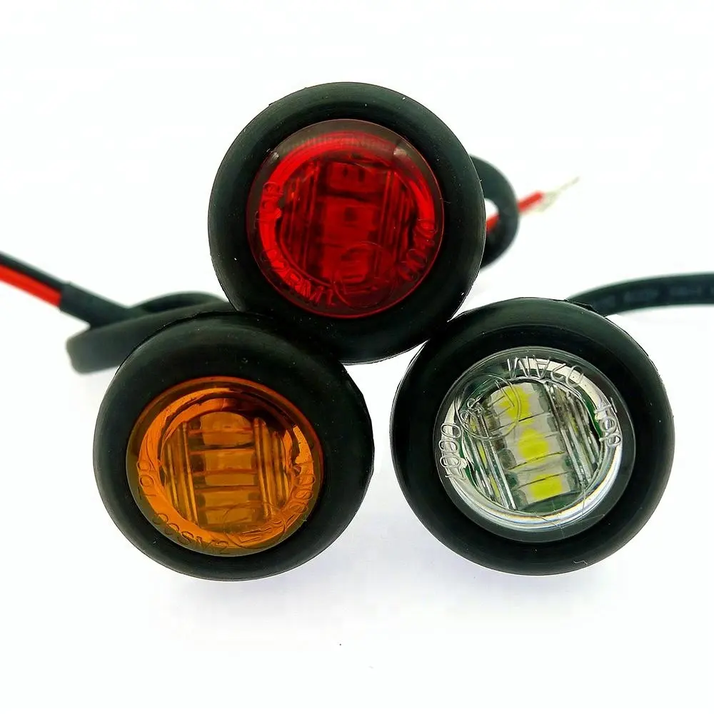 3/4 inch Vòng LED Side Marker chỉ số ánh sáng Xe tải đèn 3 điốt với màu đen PVC Grommet 10-30V