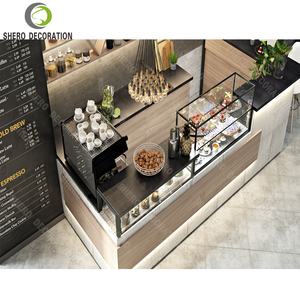 Conception de kiosque de centre commercial de café haut de gamme, conception moderne de vitrine de café avec éclairage LED, vitrine de présentation de café - Product Image 1