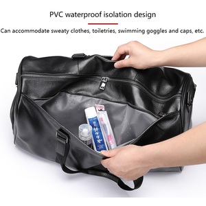 Herren Echtleder Vintage Reißverschluss-Tasche mit Verstellbarem Riemen für Reisen, Schwarz, Schuhfach, Fitness, Crossbody, Wasserdicht - Product Image 5