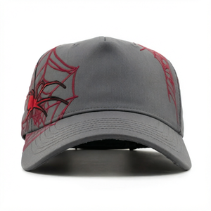 Graue Wildleder-Baseballkappe mit 3D-Stickerei Spinnennetz Verstellbare Unisex Freizeit-Sportmütze - Product Image 3