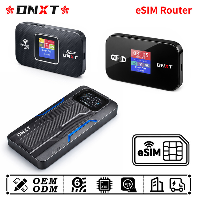 DNXT E5786 4G ESIM WiFi 6 Router 300Mbps 2.4G WPS AP Mode Outdoor Firewall Type-C Mobile Router Travel Use