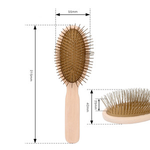 Herramienta de aseo para mascotas, cepillo de acero inoxidable para cortar el pelo de perros, de madera - Product Image 5